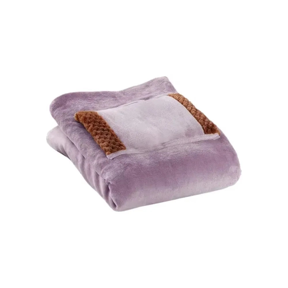 Portable USB Charging Electric Heating Blankets with Hand Warmer Pocket Thickened Electric Blanket Flannel Knee Blanket Desk
