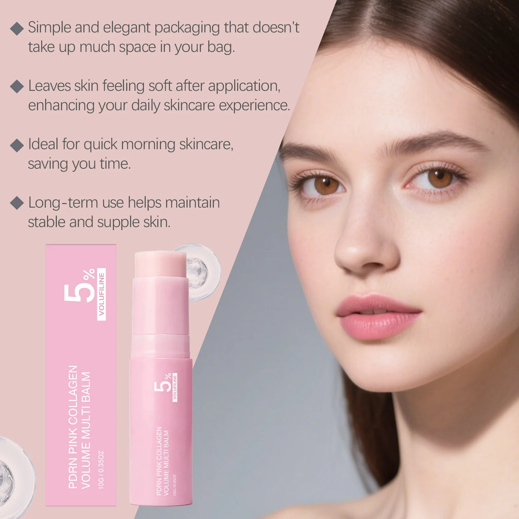 Pink Collagen Volume Multi Balm Stick PDRN Volufiline NAD Anti-Wrinkle Face Body Balm Plumping Radiance Line Care for Under Eye