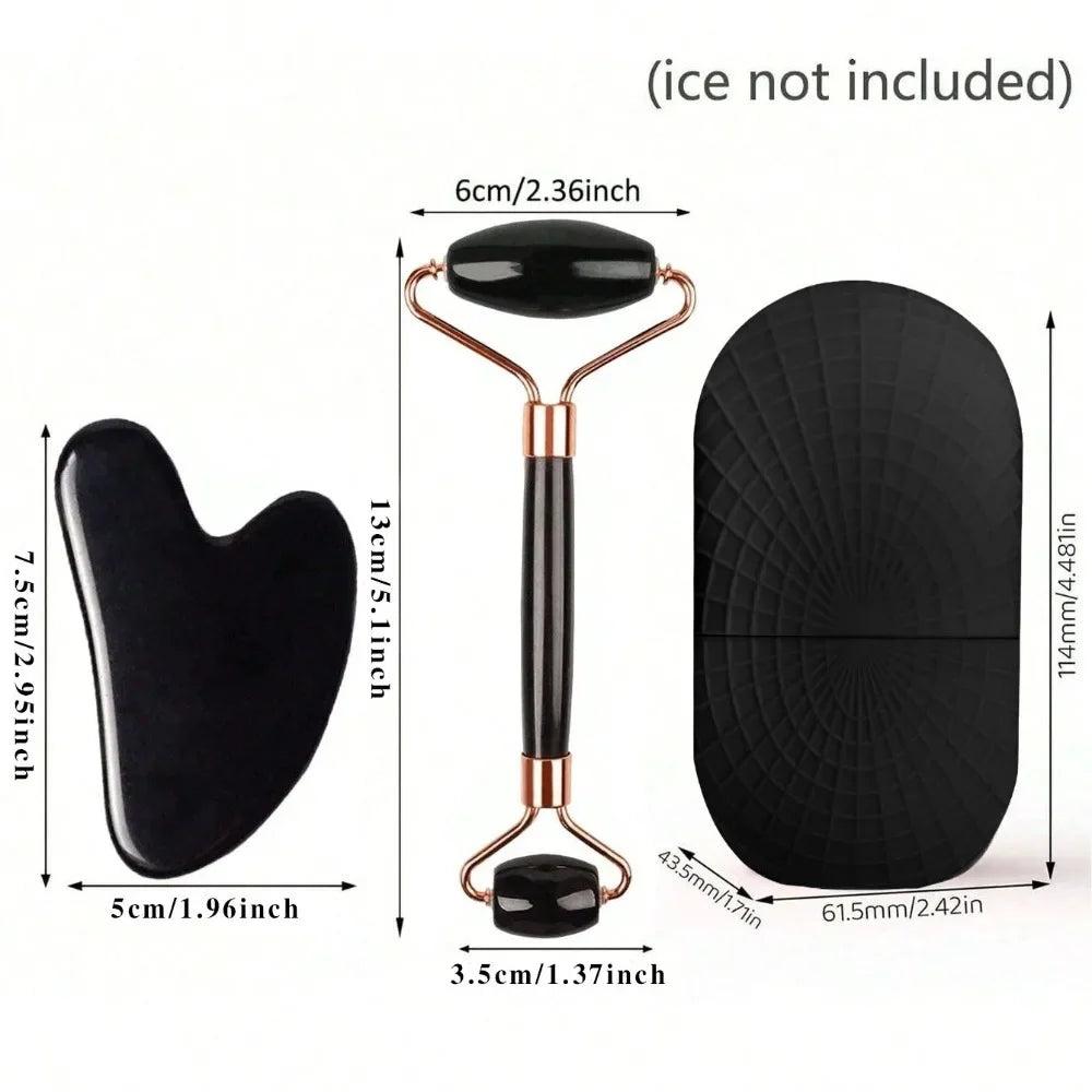 3Pcs Ice Face Roller Gua Sha Board Set Facial Massage Roller Face Massager Face Lifting Contouring Tools Beauty Skin Care Tools