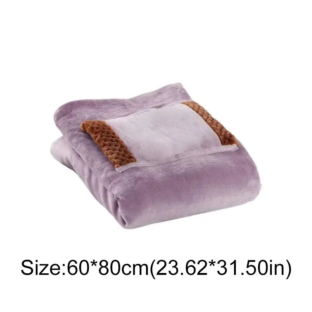 Portable USB Charging Electric Heating Blankets with Hand Warmer Pocket Thickened Electric Blanket Flannel Knee Blanket Desk