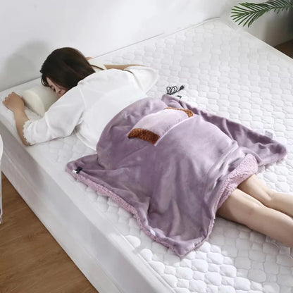 Portable USB Charging Electric Heating Blankets with Hand Warmer Pocket Thickened Electric Blanket Flannel Knee Blanket Desk